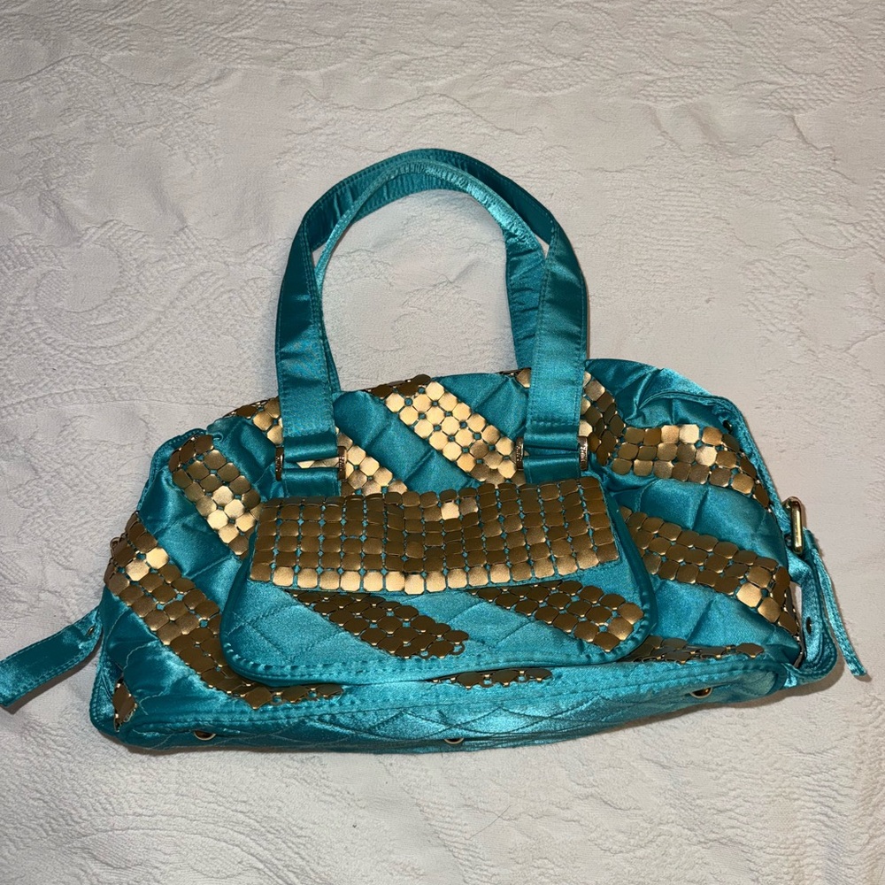 Y2K Never Used Shih Shih Teal and Gold Women's Handbag